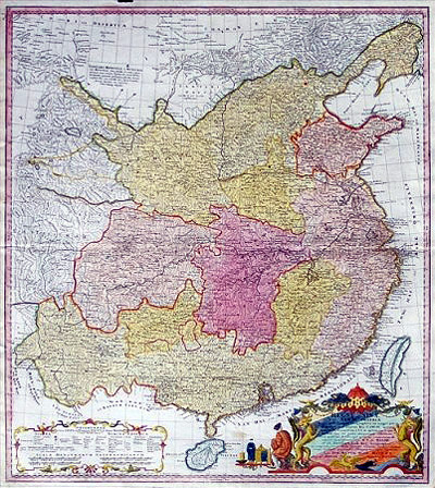 карта Китая, составленная французским географом Жаном Батистом Бургиньоном де Анвилем и напечатанная в Германии в 1735 году