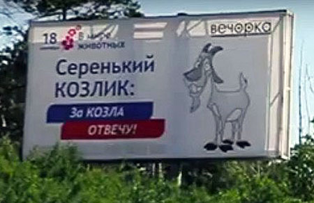 В Чите спешно демонтируют шутливые предвыборные баннеры с обещанием «ответить за козла»