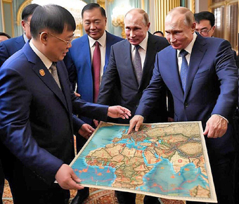 Путин и его двойник принимают делегацию из Монголии, которая требует включения России в состав Золотой Орды